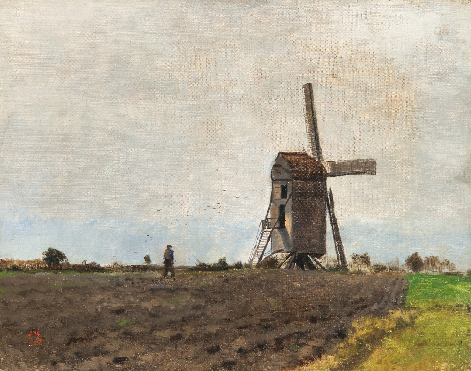 Paál László (1846-1879) Windmill in Beilen, 1870-1871