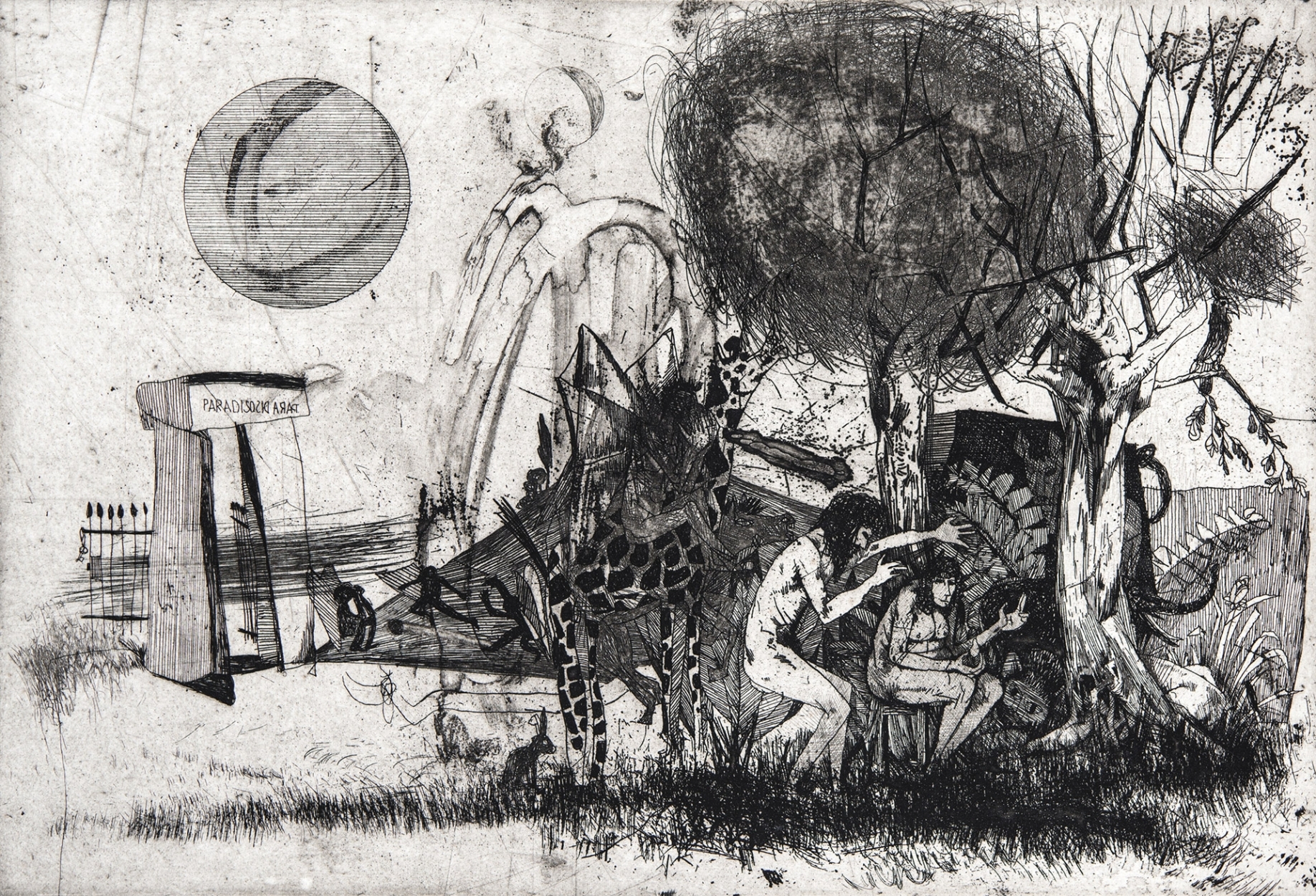 Kondor Béla (1931-1972) Paradicsom, kiűzetés (Illusztráció Madách Imre Az ember tragédiája c. drámai költeményéhez), 1964