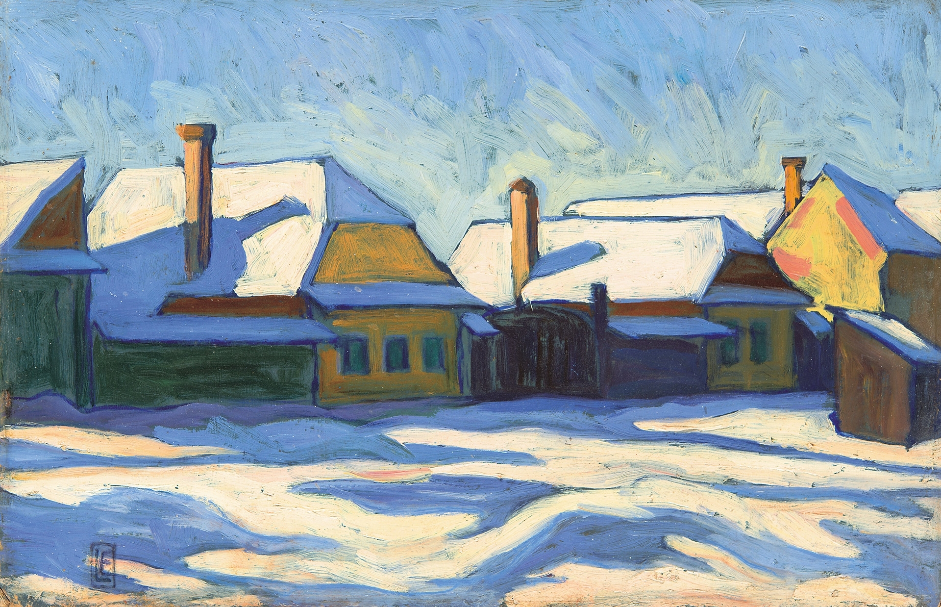 Litteczky Endre (1880-1953) Snowy Roofs