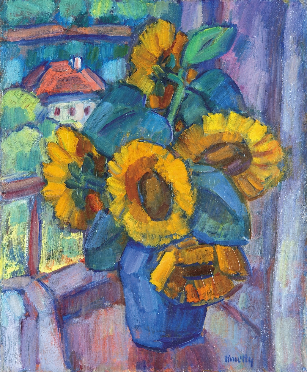 Kmetty János (1889-1975) Still-life with Sunflowers, 1938
