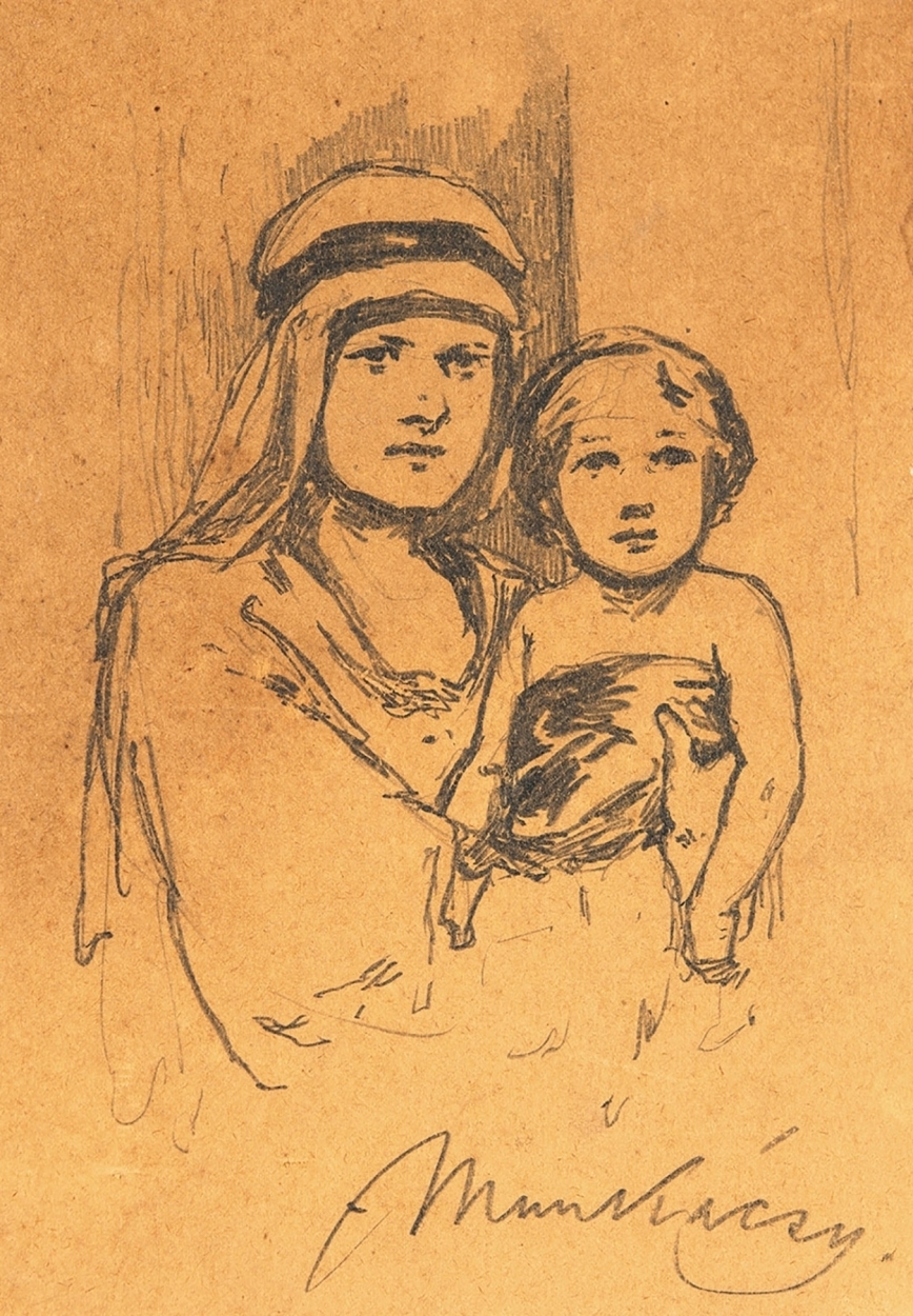 Munkácsy Mihály (1844-1900) Anya gyermekével (Vázlat az Krisztus Pilátus előtt című képhez)