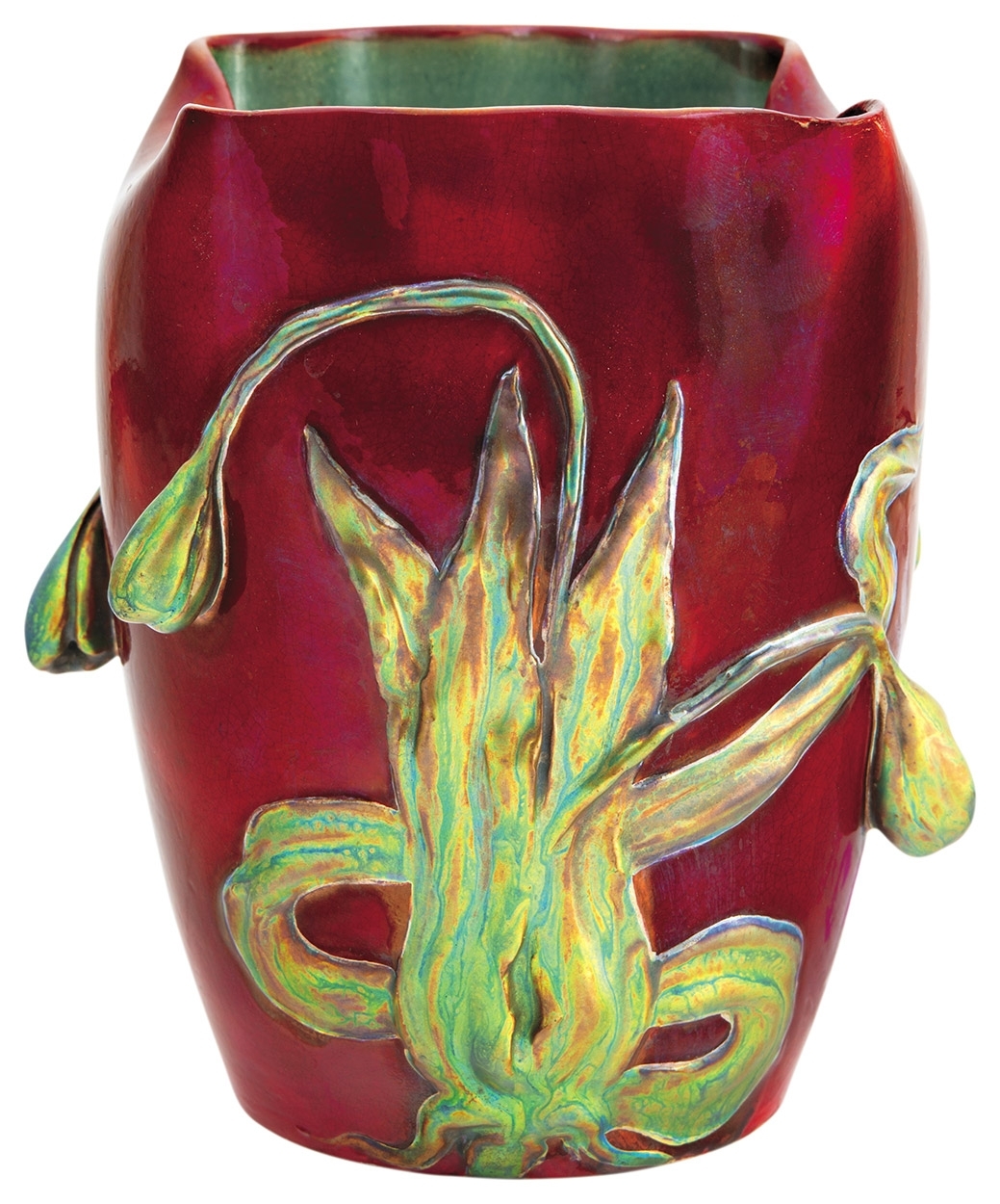 Zsolnay Decor Bowl with Tulip-string Embossing, Zsolnay, 1900