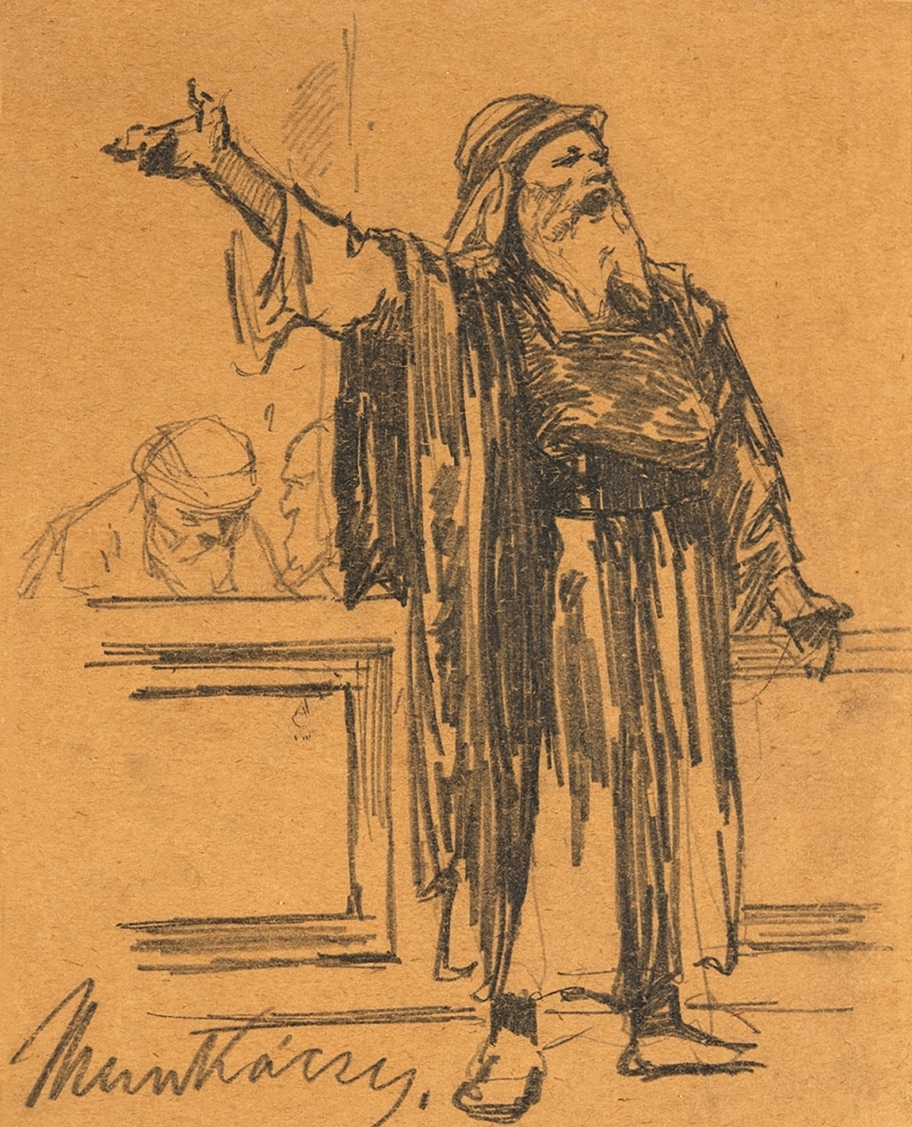 Munkácsy Mihály (1844-1900) Kajafás (Vázlat a Krisztus Pilátus előtt című képhez)