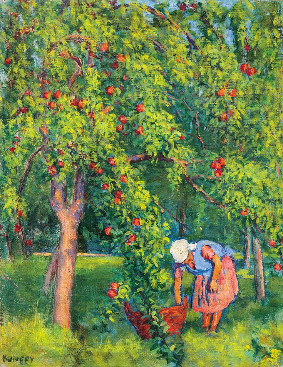 Kunffy Lajos (1869-1962) In the Fruit Garden