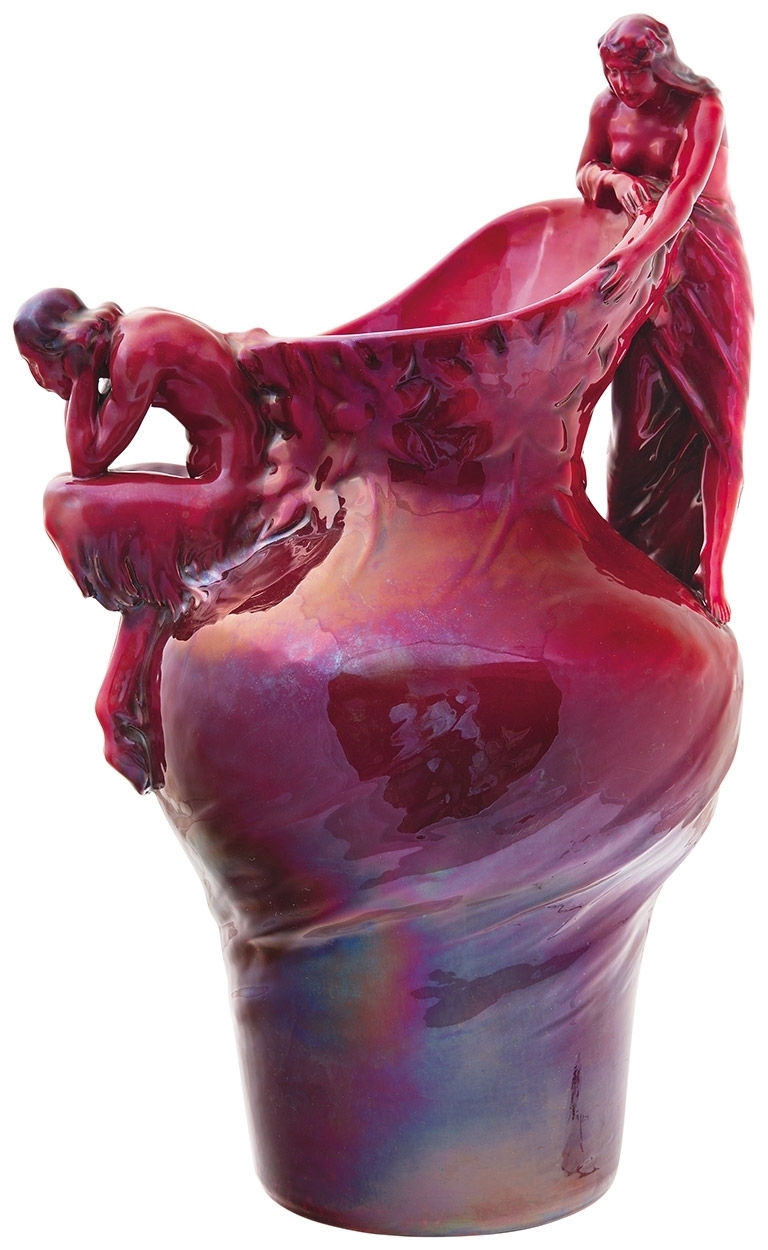 Zsolnay Vase with Faun and Nymph, Zsolnay, 1901-1902