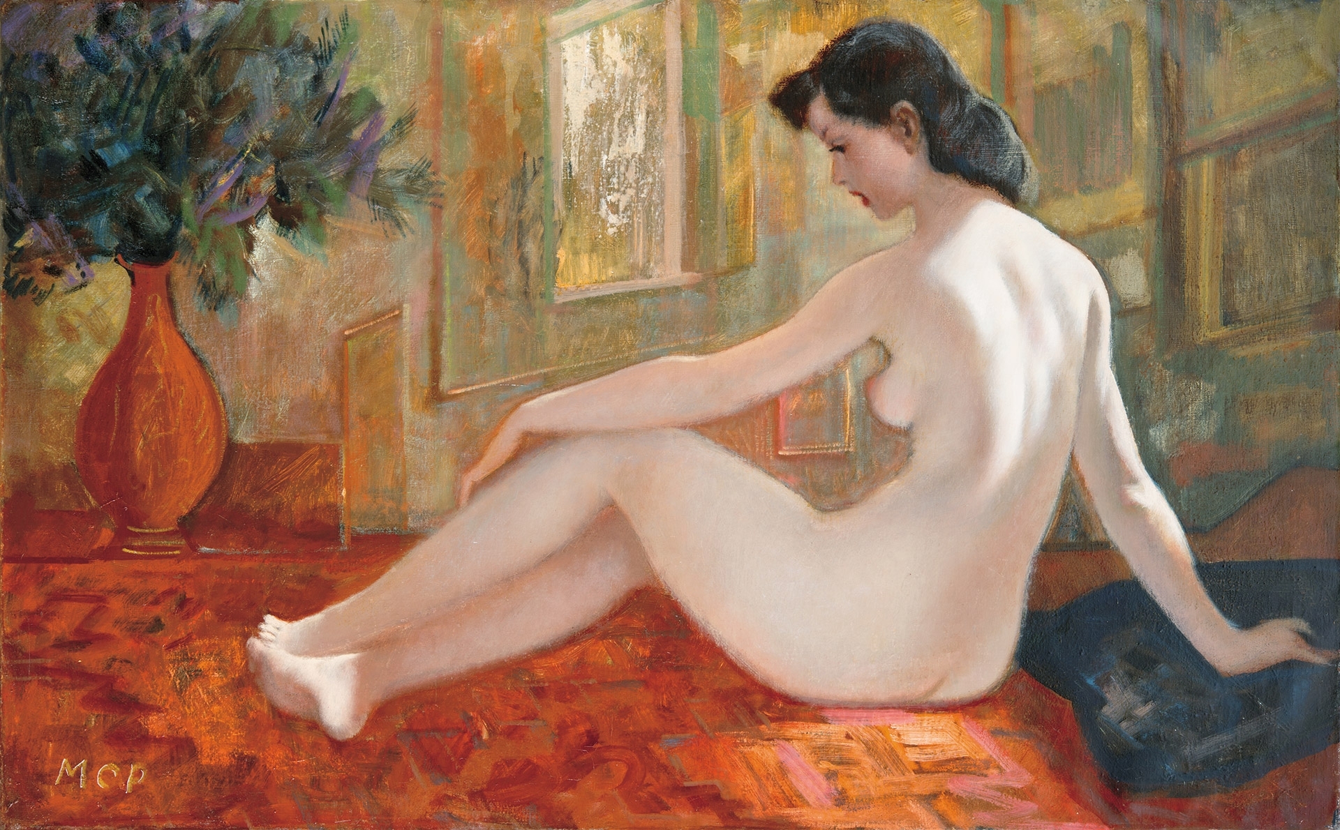 Molnár C. Pál (1894-1981) Female Nude in the Atelier