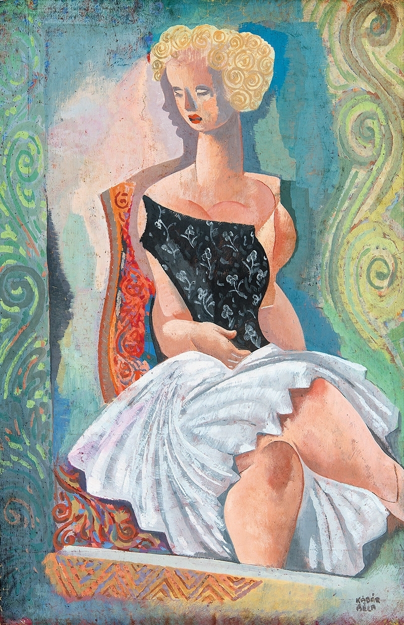 Kádár Béla (1877-1956) Daydreaming Lady