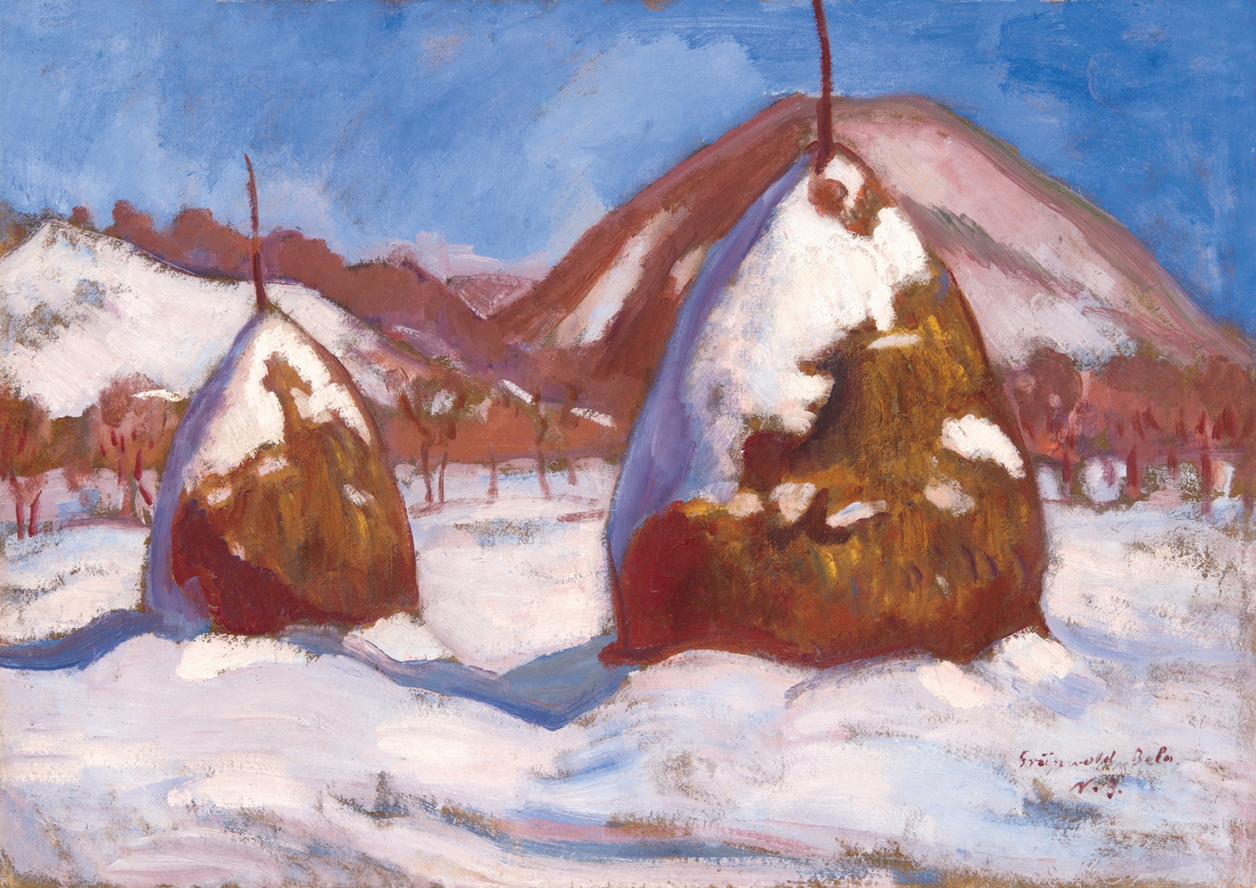 Iványi Grünwald Béla (1867-1940) Snowy Stacks
