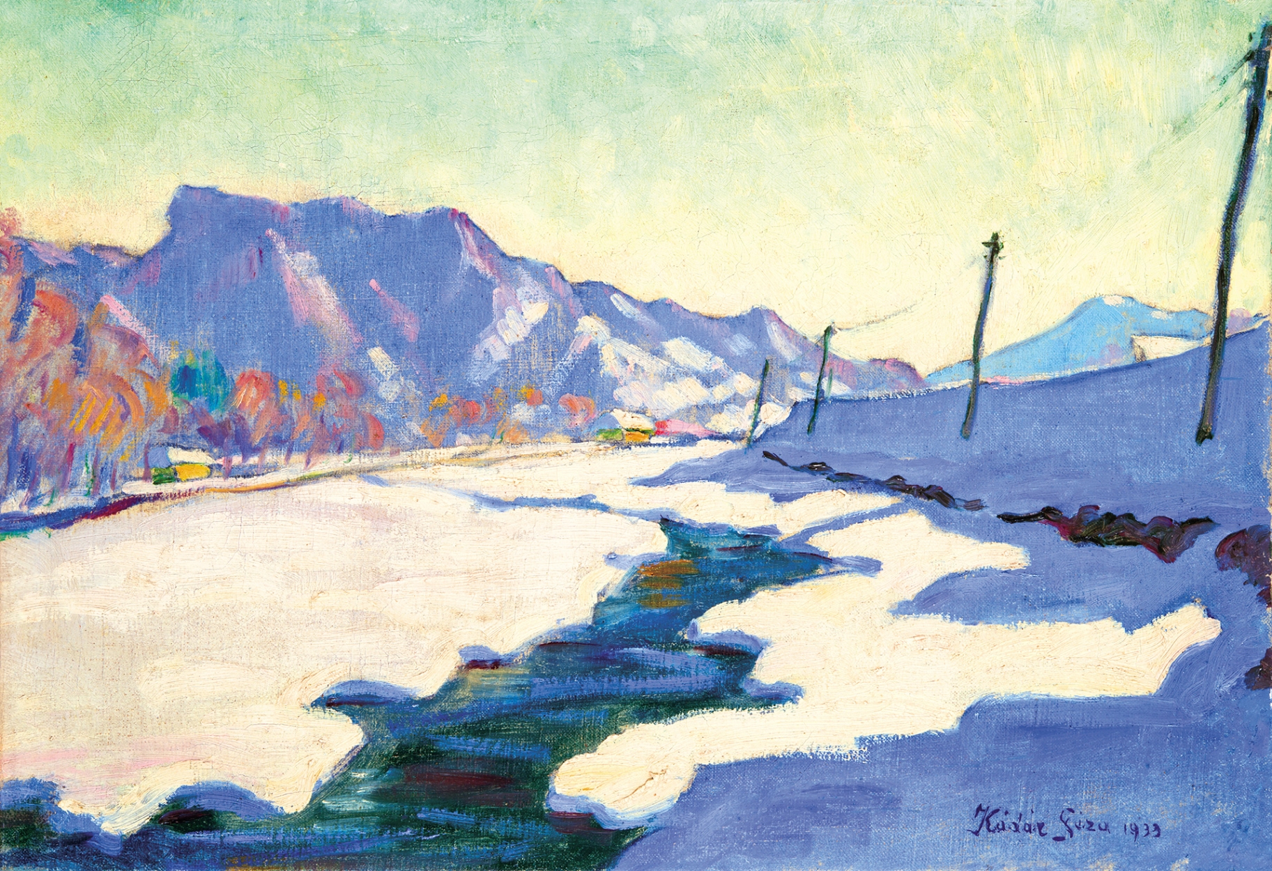 Kádár Géza (1878-1952) Riverside at Winter, 1933