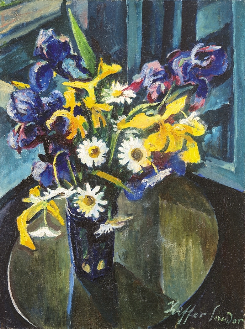 Ziffer Sándor (1880-1962) Still-life with Daisies and Irises
