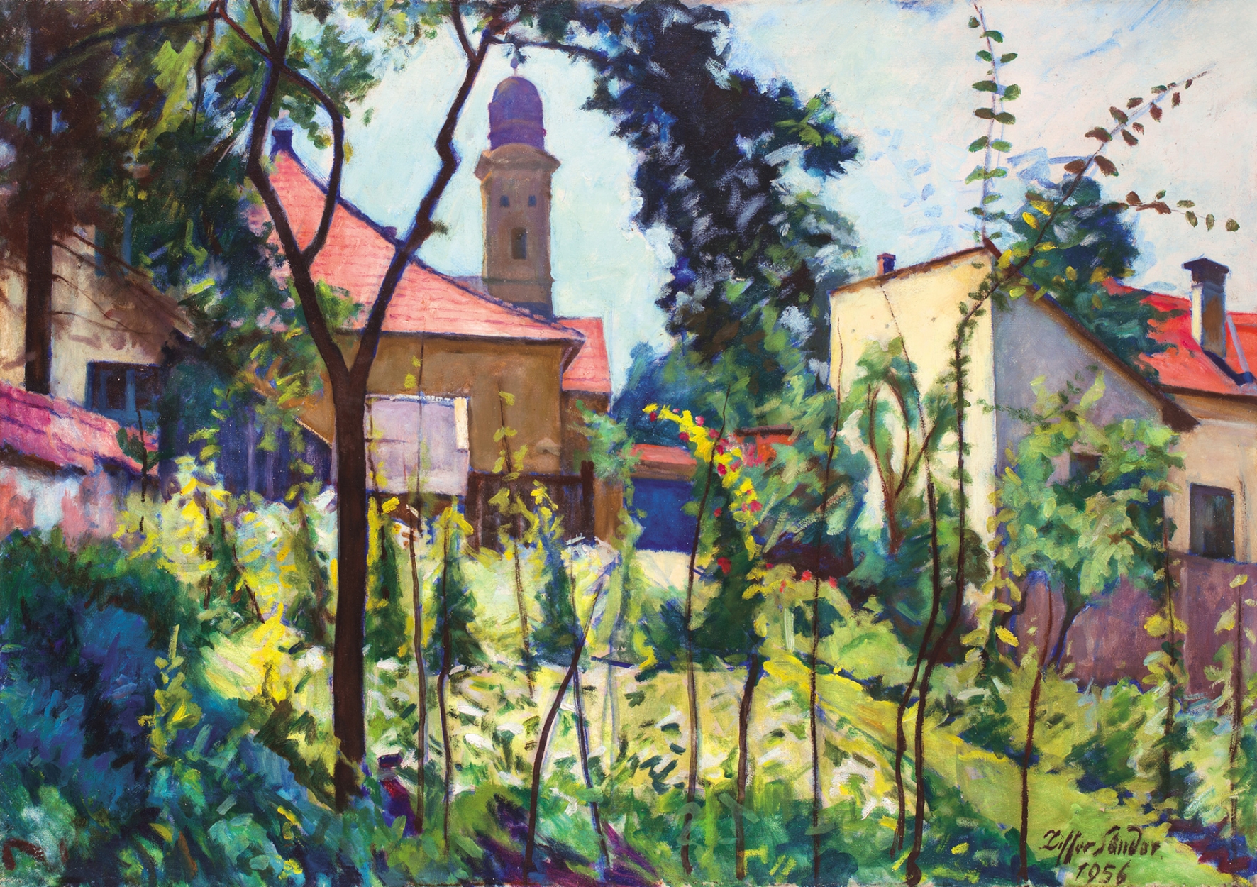 Ziffer Sándor (1880-1962) A művész házának kertje, 1956