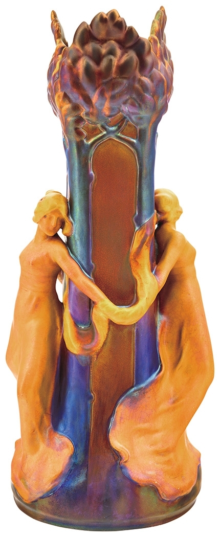 Zsolnay Vase with Dancing Figures of Girls, Zsolnay, 1900