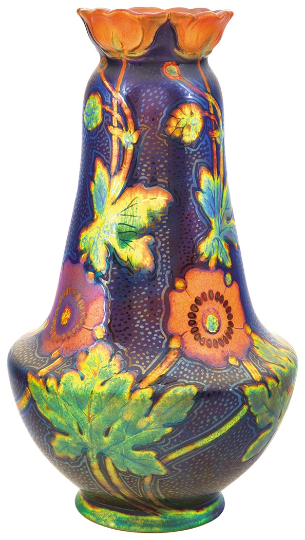Zsolnay Vase with Wild Flower Decor, Zsolnay, around 1900