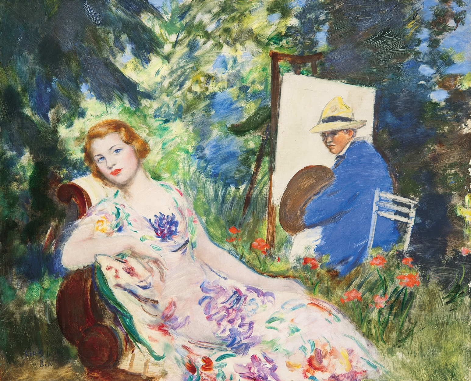Csók István (1865-1961) Festő és modellje, 1935 körül