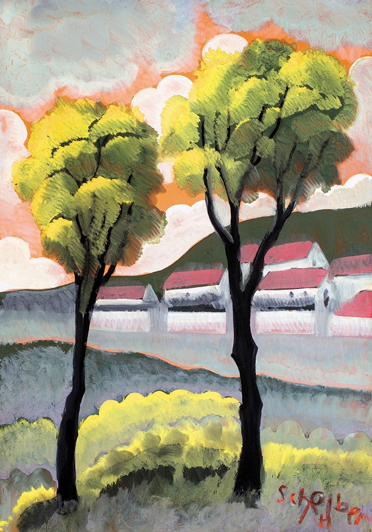 Scheiber Hugó (1873-1950) Countryside with Trees