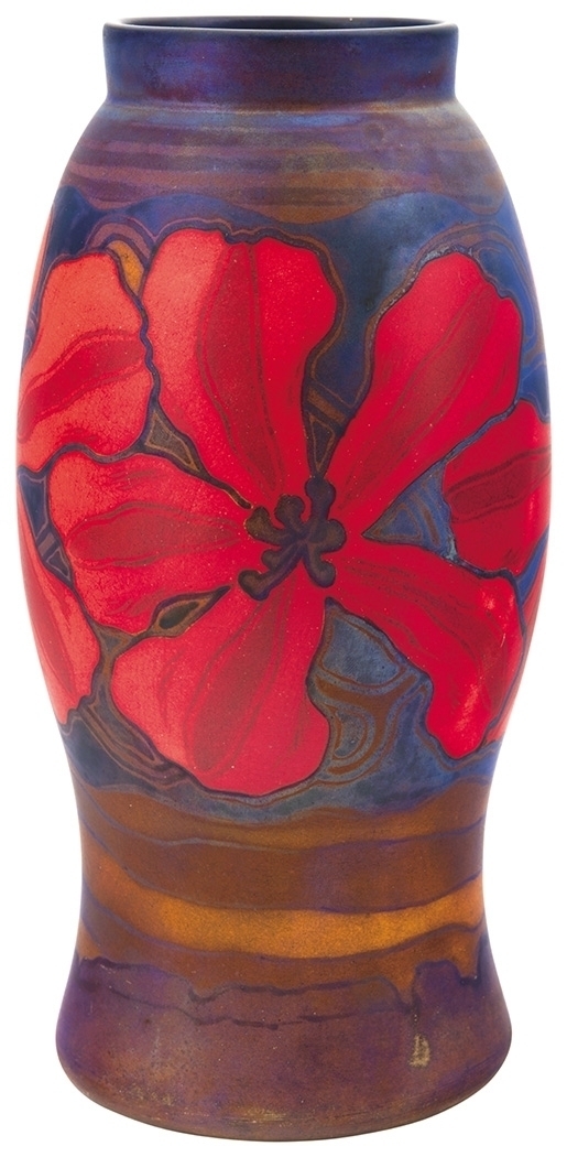 Zsolnay „Nabis” váza, az égen nyíló pipacsokkal, Zsolnay, 1899