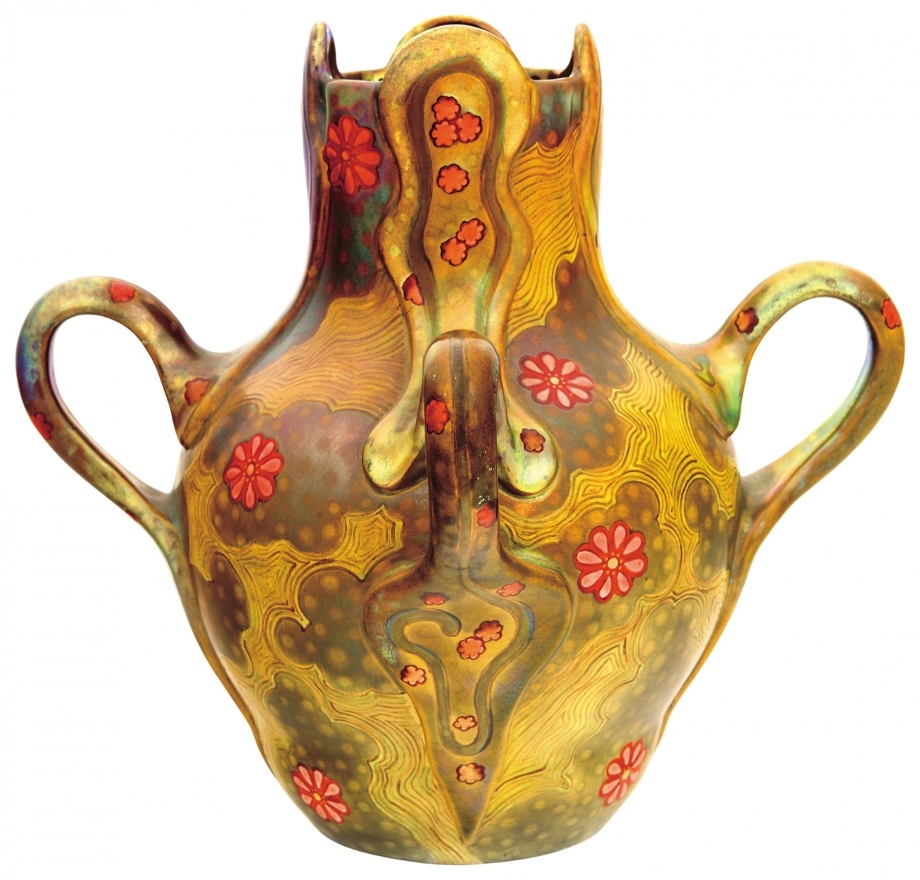 Zsolnay Vase with Ligamental Flower Pattern, Zsolnay, around 1903