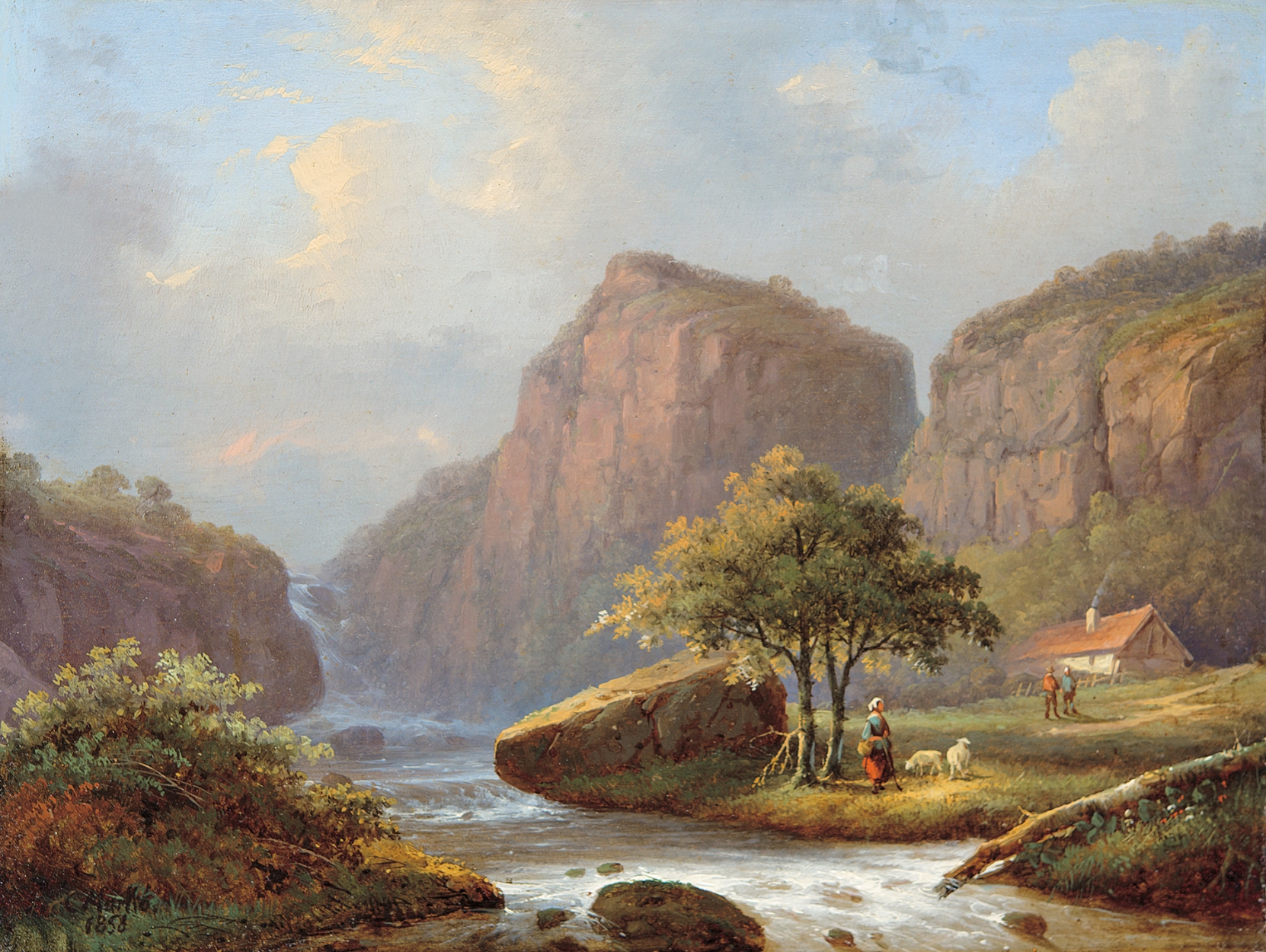 Markó Károly, Ifj. (1822 - 1891) Waterfall in the Mountains, 1858