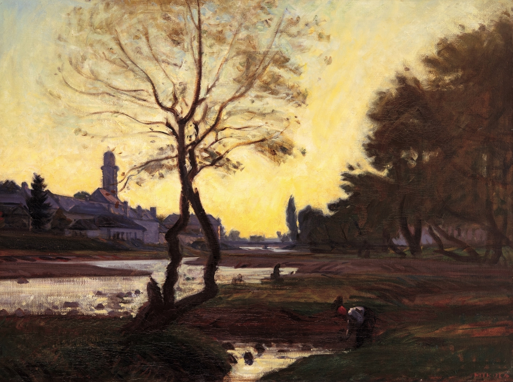 Mikola András (1884-1970) Sunset at Nagybánya (Baia Mare)