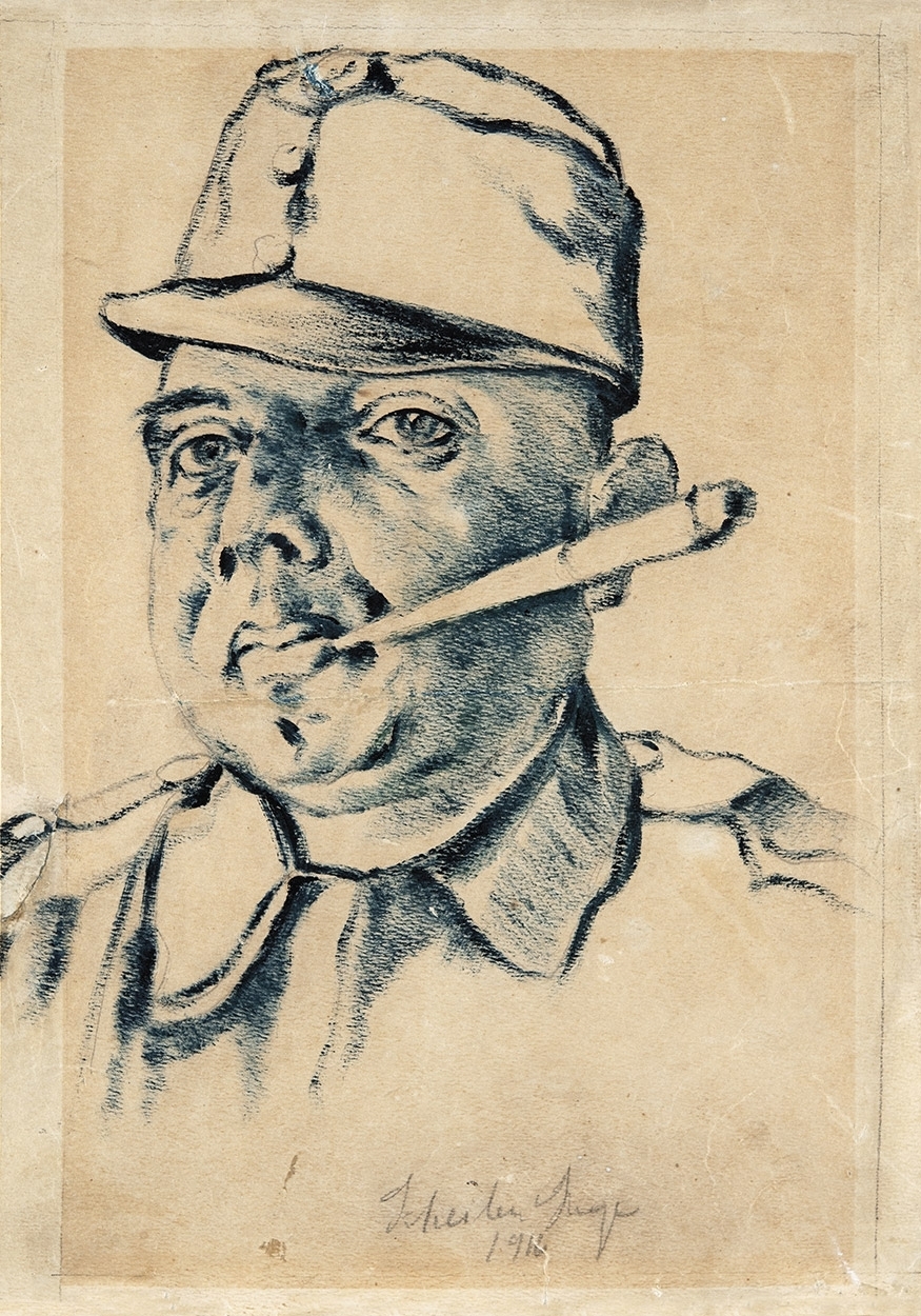 Scheiber Hugó (1873-1950) Self-portrait from the First World War, 1916