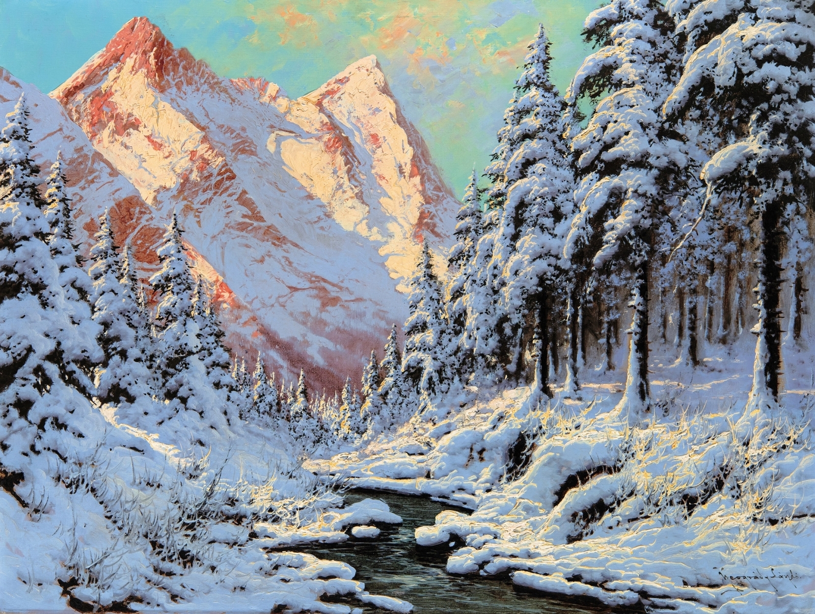 Neogrády László (1896-1962) Snow covered Mountain Tops