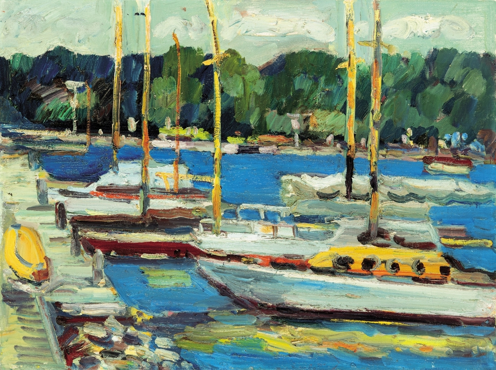Schéner Mihály (1923-2009) Ships in the Harbour