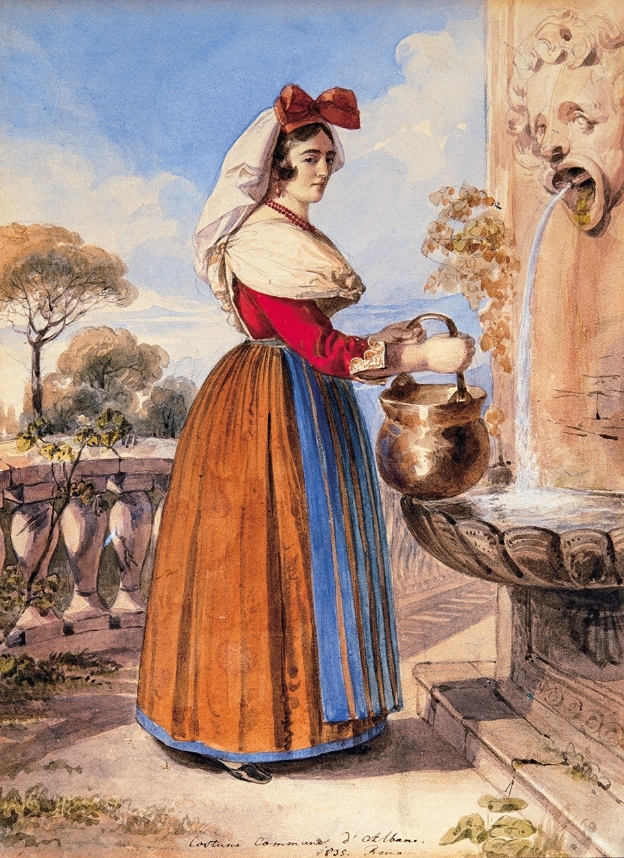 Barabás Miklós (1810-1898) Woman with Red Bow at the Well (Rome), 1835