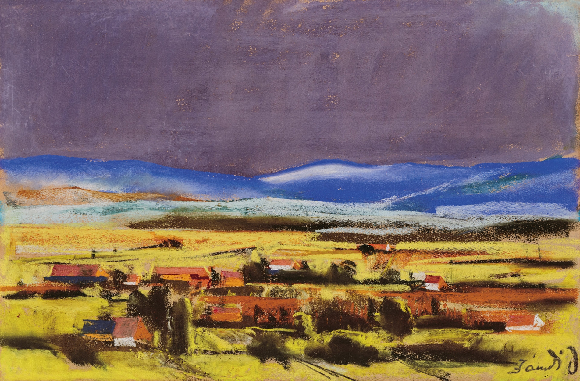 Jándi Dávid (1893-1944) Landscape with houses