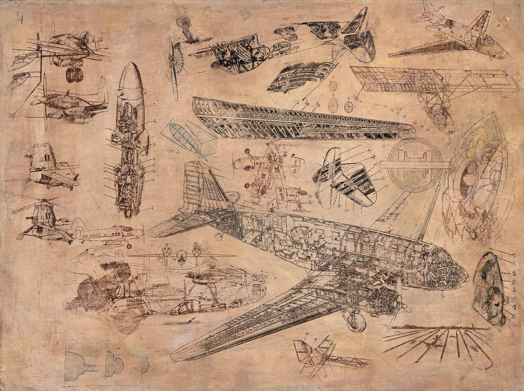 Csernus Tibor (1927-2007) Study for the piece titled as 'Airplane Museum'