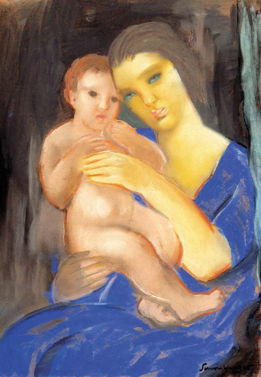 Schönberger Armand (1885-1974) Anya gyermekével