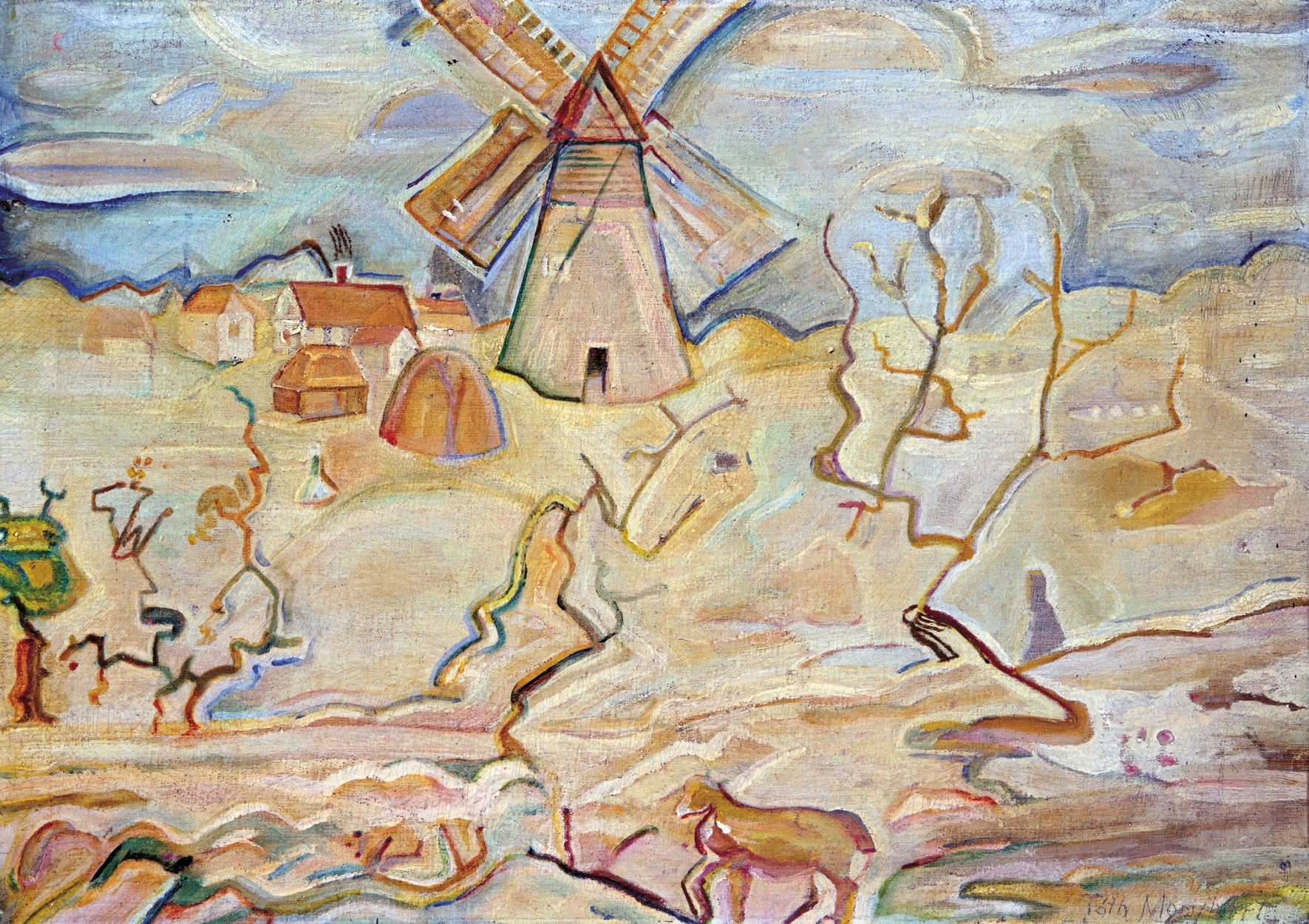 Tóth Menyhért (1904-1980) Landscape with a Mill