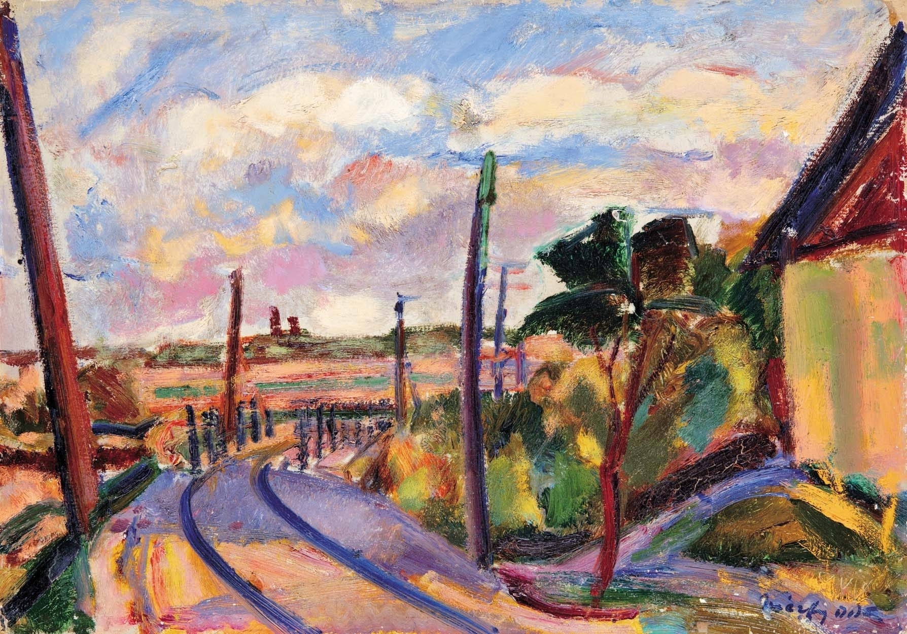 Márffy Ödön (1878-1959) Landscape with Billowing Clouds, 1910s