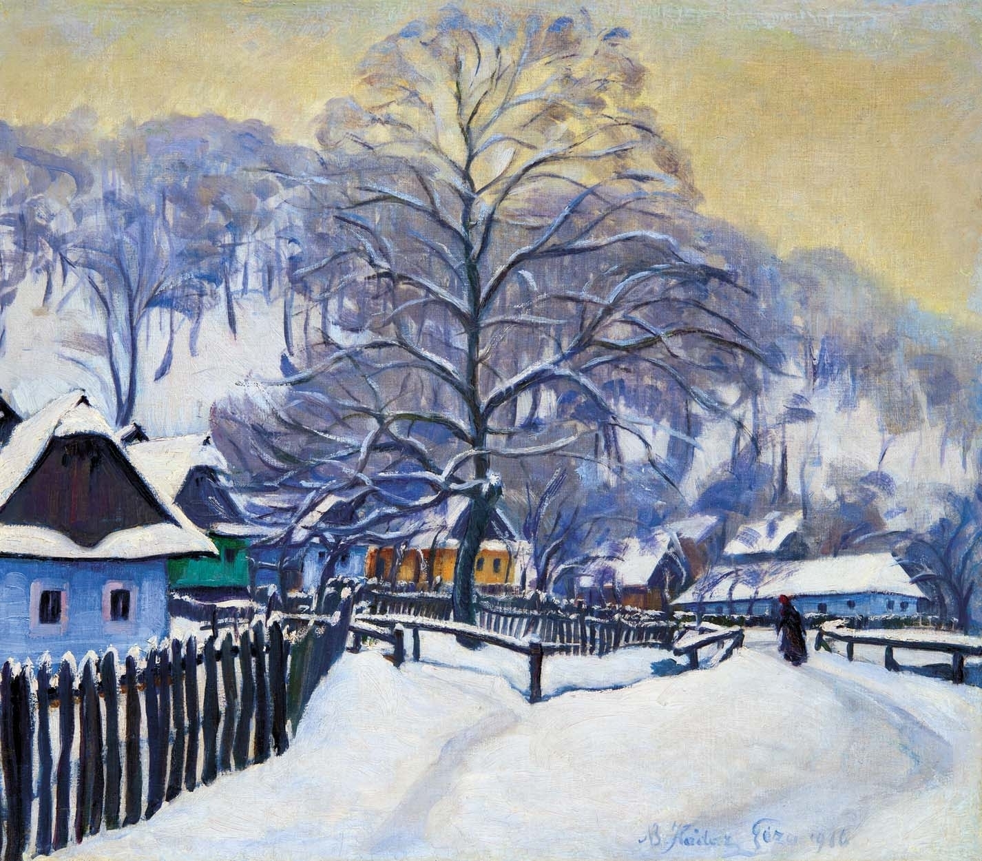 Kádár Géza (1878-1952) Nagybánya (Baia Mare) at Winter, 1916