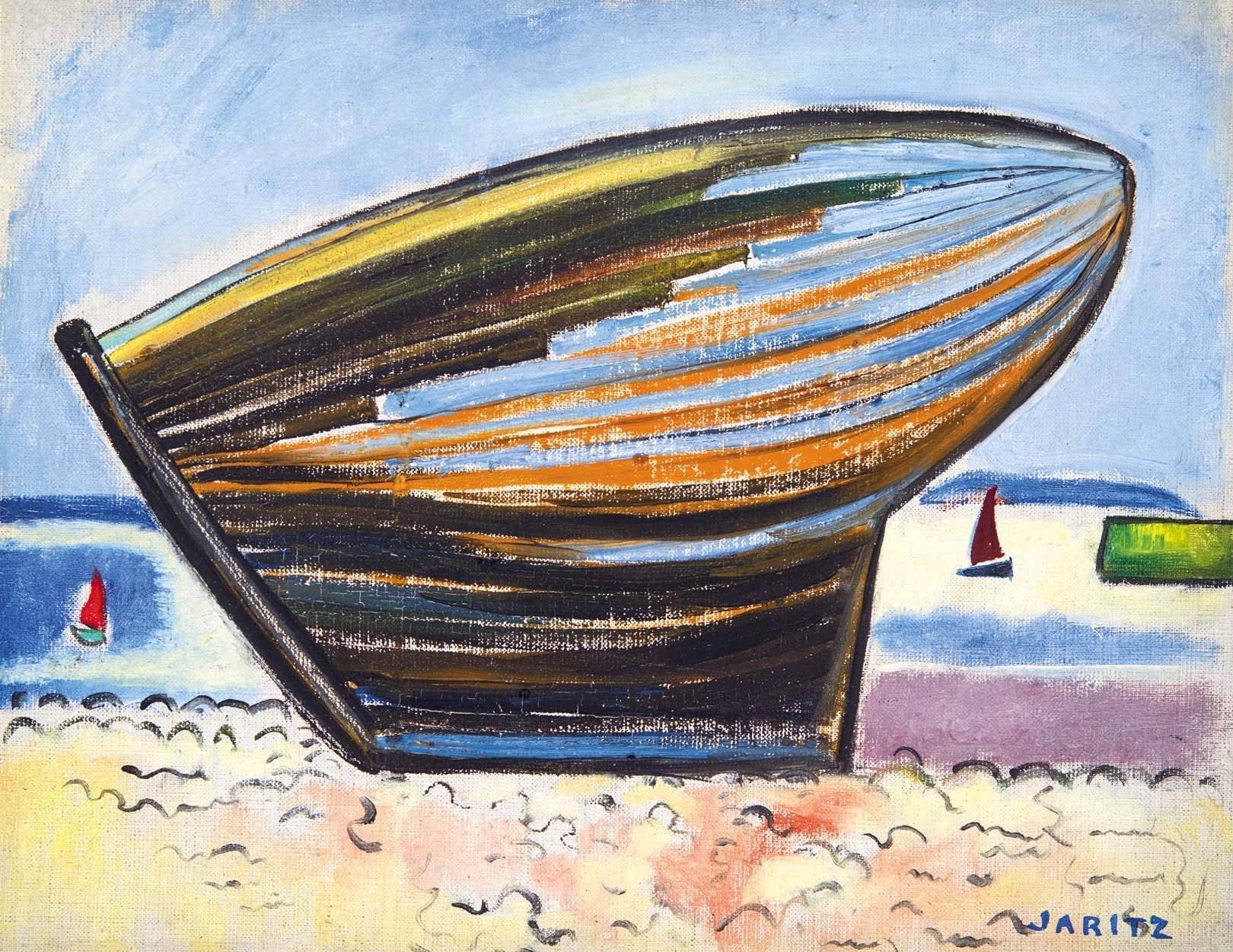 Járitz Józsa (1893-1986) Barque on the Beach, 1927