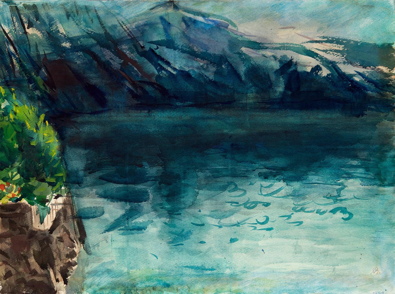 Bernáth Aurél (1895-1982) Lago Maggiore sötét hegyekkel (Brissago), 1963
