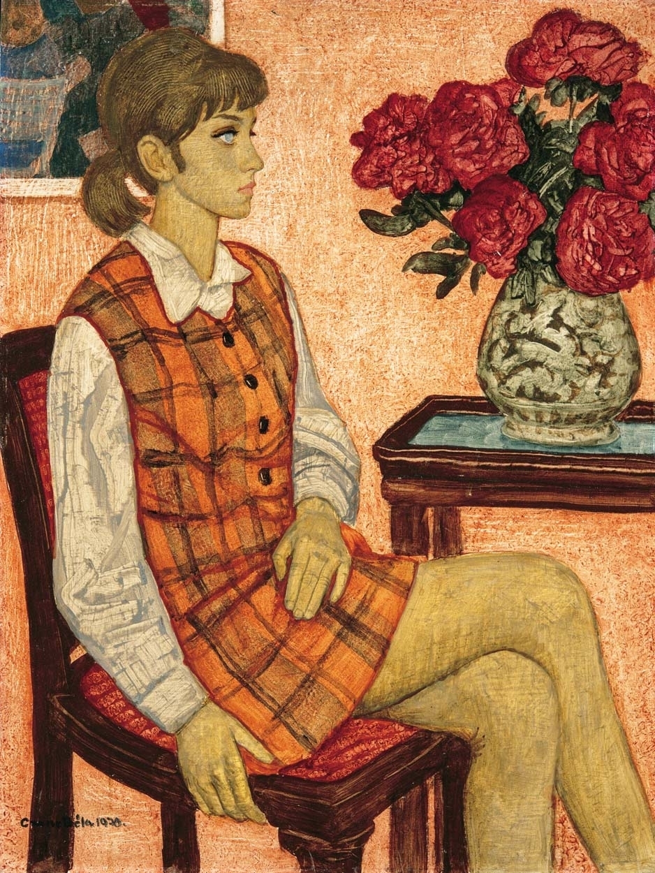 Czene Béla (1911-1999) Kékszemű lány, 1970