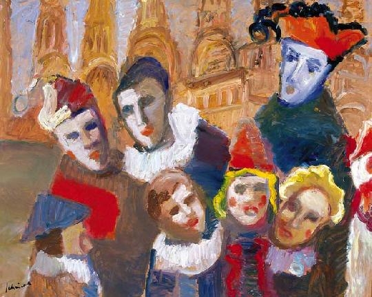 Schéner Mihály (1923-2009) Carnival in Venice in front of Doge's Palace, 1995
