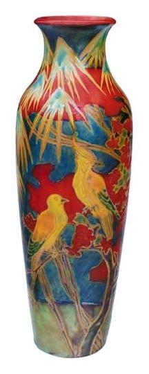 Zsolnay Vase with parrot and cockatoo ornaments, Zsolnay, around 1906