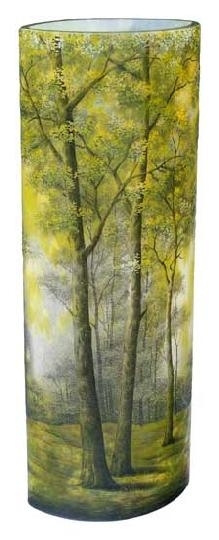 Daum Nancy Vase with representation of forest landscape around, Daum, Nancy