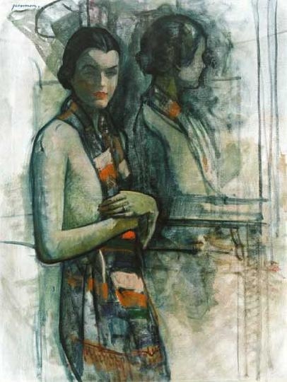 Gábor Móric (1889-1987) Lady with shawl
