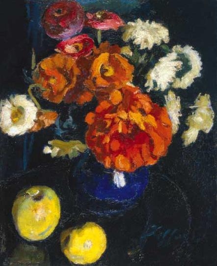 Ziffer Sándor (1880-1962) Still life with flowers and apples