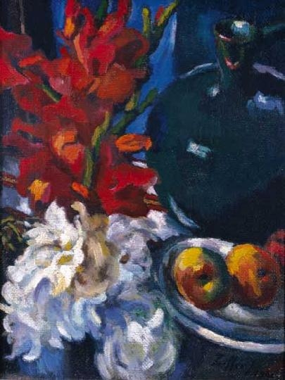 Ziffer Sándor (1880-1962) Still life with sword-lily and with jug