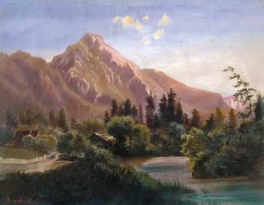 Brodszky Sándor (1819-1901) Riverside in the Tatra-mountains