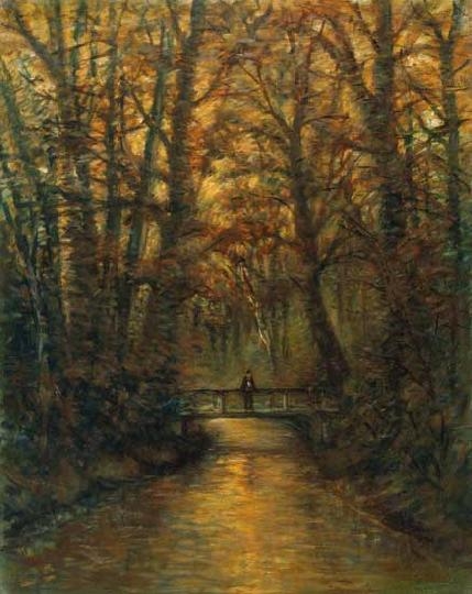 Mednyánszky László (1852-1919) Forest brook with a bridge