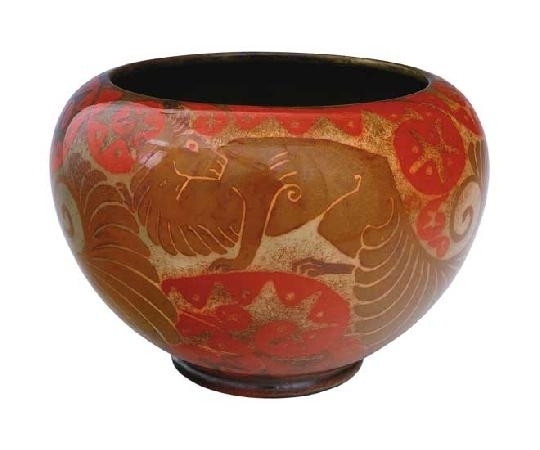 Zsolnay Vase with ornaments of mythological animal figures, Zsolnay, art-deco, around 1910