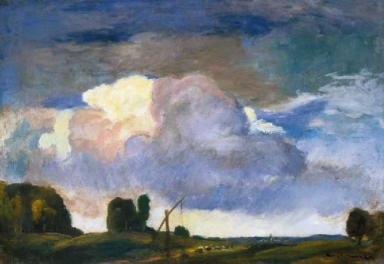 Iványi Grünwald Béla (1867-1940) Clouds gathering above the Hungarian Great Plain