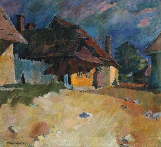 Nagy Oszkár (1883-1965) Napsütötte ház Nagybányán, 1958