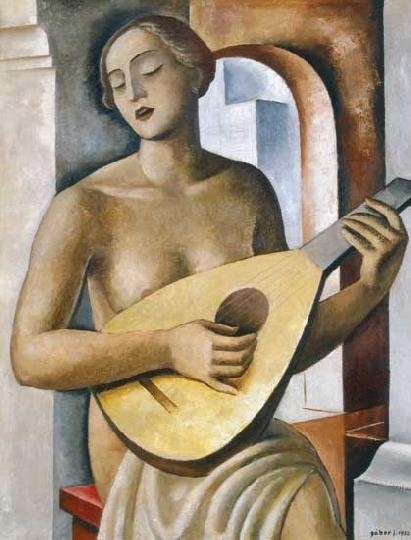 Gábor Jenő (1893-1968) Music-playing Muse (portrait of his wife), 1932