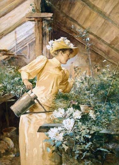 Neogrády Antal (1861-1942) The little gardener girl