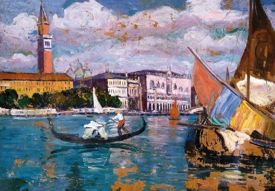 Tibor Ernő (1885-1945) Venetian gondolier